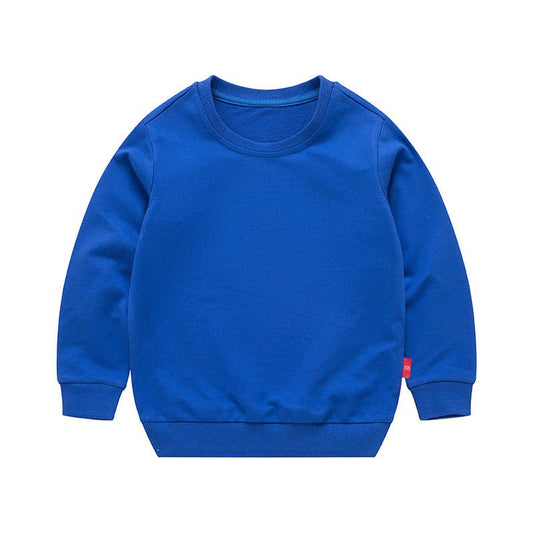 Boys Korean Round Neck Solid Color Loose Long Sleeve Pullover - Eshtree