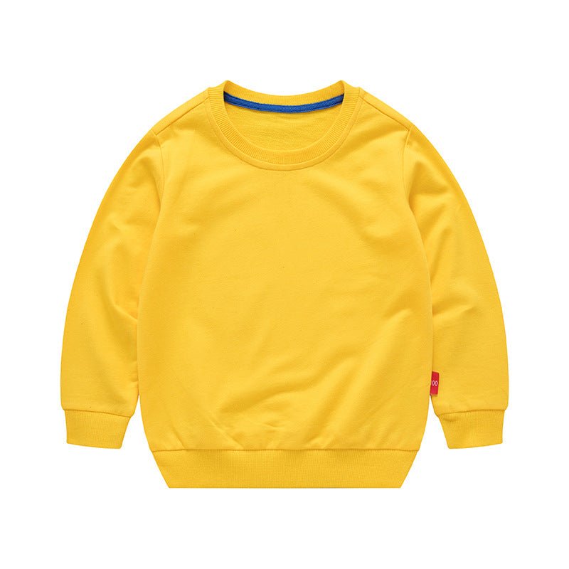 Boys Korean Round Neck Solid Color Loose Long Sleeve Pullover - Eshtree