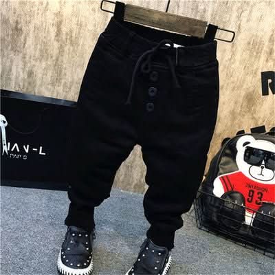 Boy's personality thickening plus velvet jeans children's jeans - Eshtree