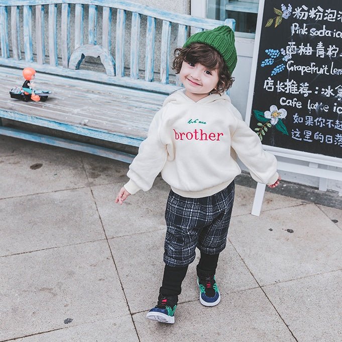 Boys plus velvet sweater 1 - 3 years old tide 2 thick baby autumn clothes male children's shirt male baby hooded children autumn and winter - Eshtree