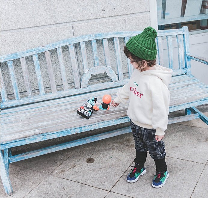 Boys plus velvet sweater 1 - 3 years old tide 2 thick baby autumn clothes male children's shirt male baby hooded children autumn and winter - Eshtree