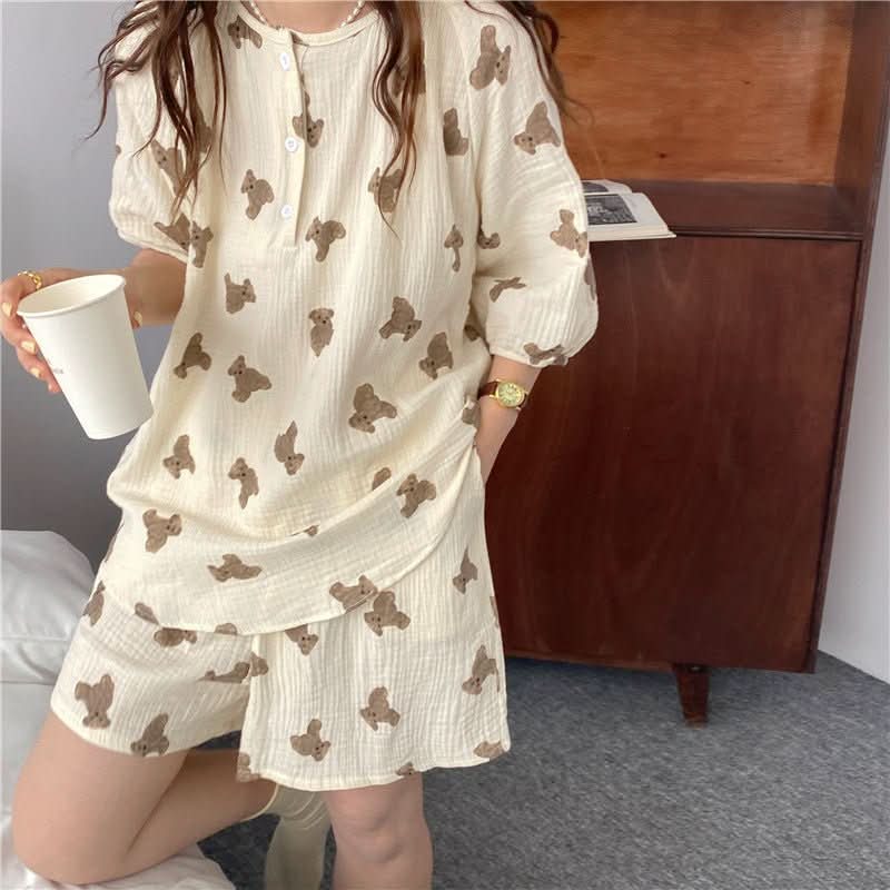 Breathable Cotton Yarn Homewear Series Pajamas Set - Eshtree