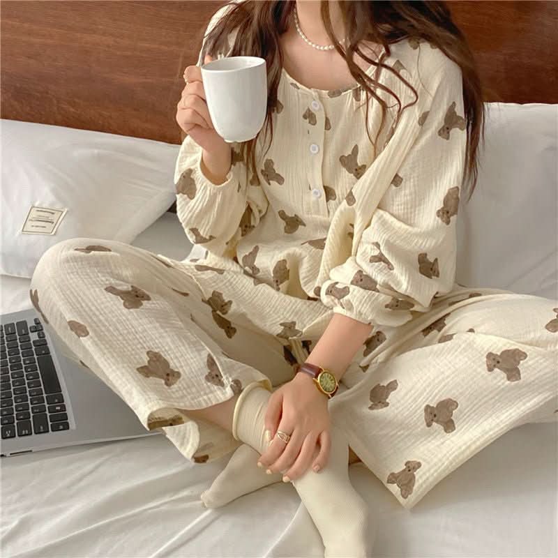 Breathable Cotton Yarn Homewear Series Pajamas Set - Eshtree