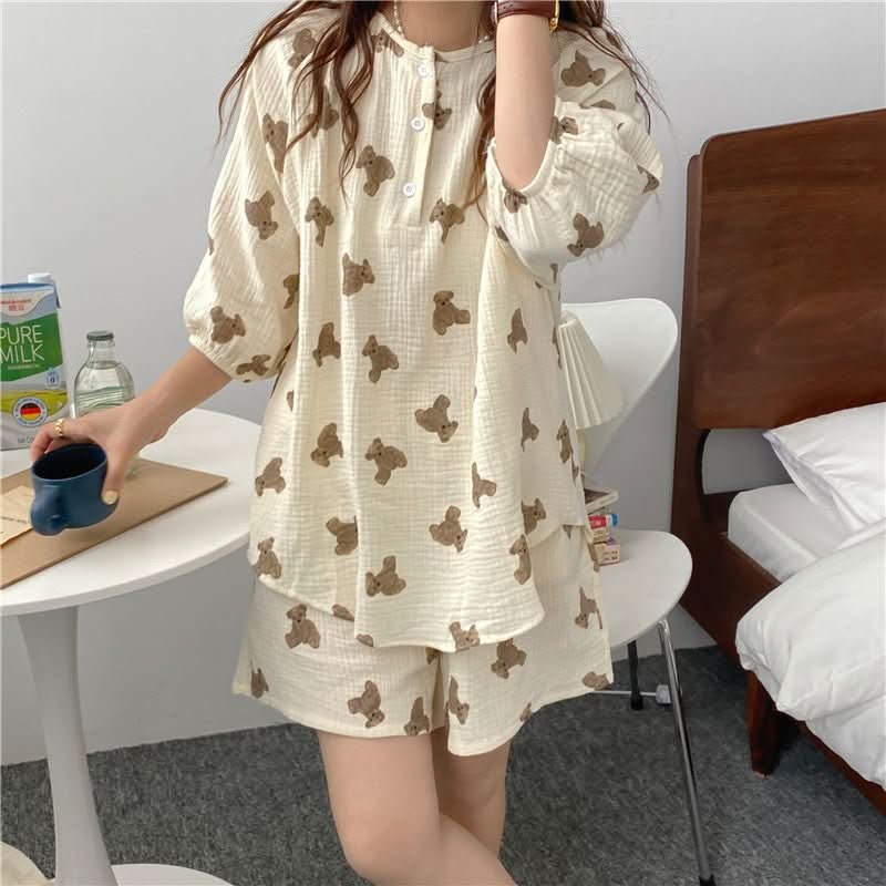 Breathable Cotton Yarn Homewear Series Pajamas Set - Eshtree