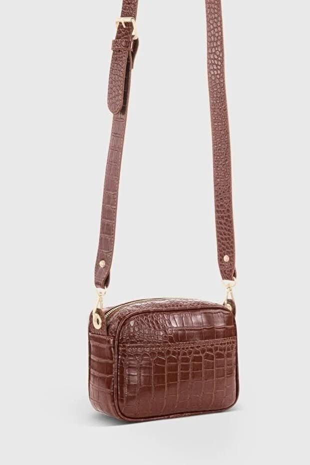 Brown Croc Embossed Crossbody Bag For Women - Eshtree