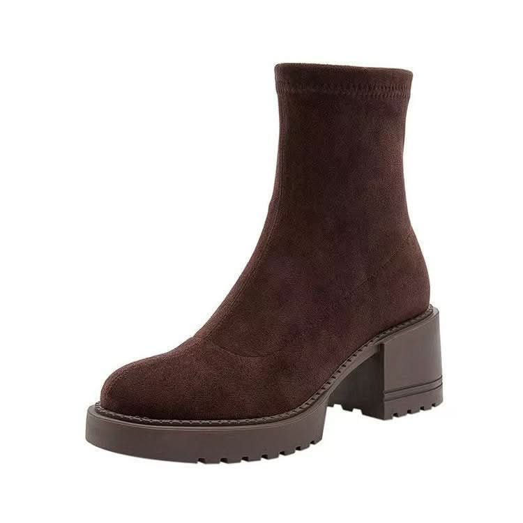 Brown Heeled Ankle Boots For Petite Women - Eshtree