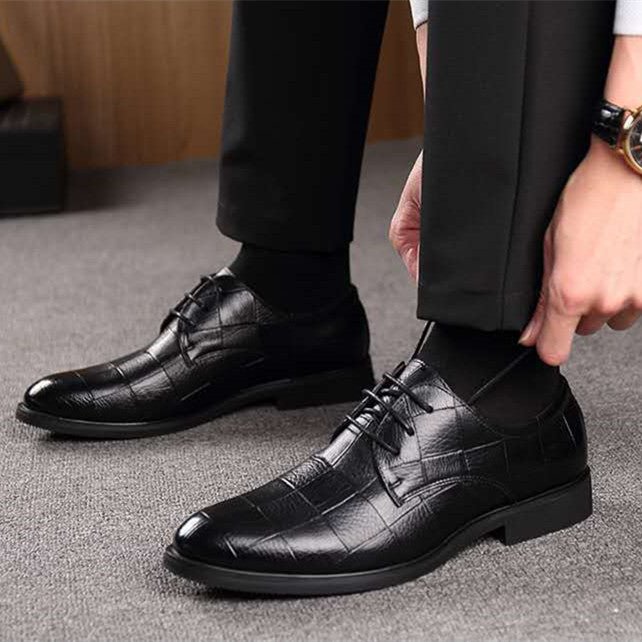 Business British Lace Up Black Casual Korean Style Breathable Shoes - Eshtree