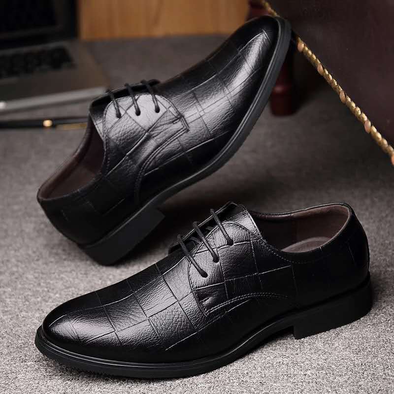 Business British Lace Up Black Casual Korean Style Breathable Shoes - Eshtree