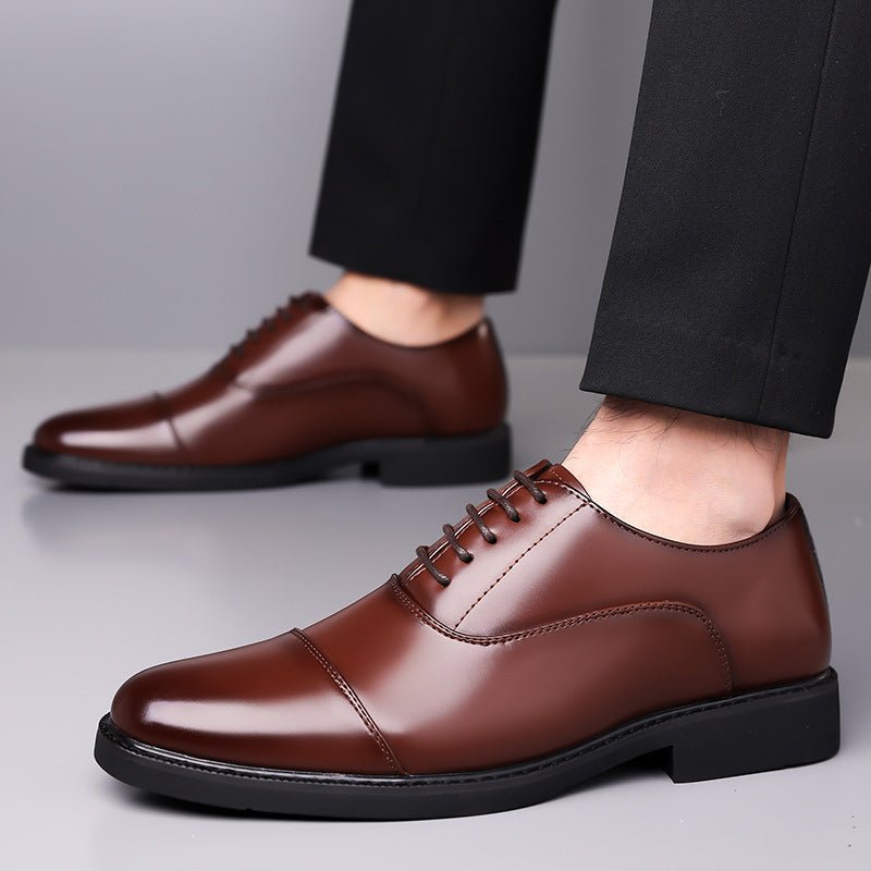 Business Oxford Dress Three - eyelet Design Men's Genuine British - style Leather Shoes - Eshtree