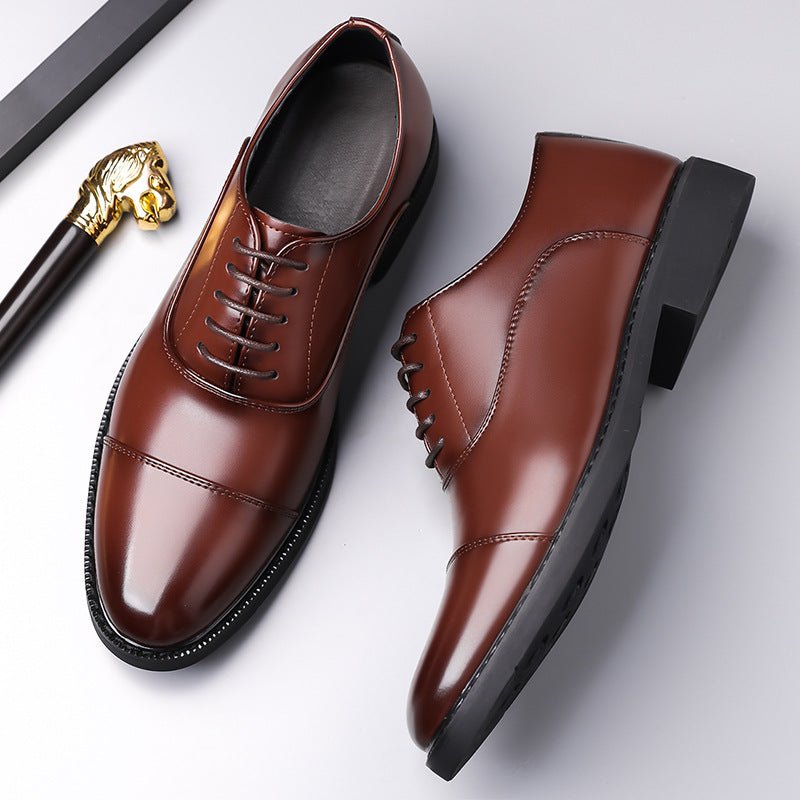 Business Oxford Dress Three - eyelet Design Men's Genuine British - style Leather Shoes - Eshtree