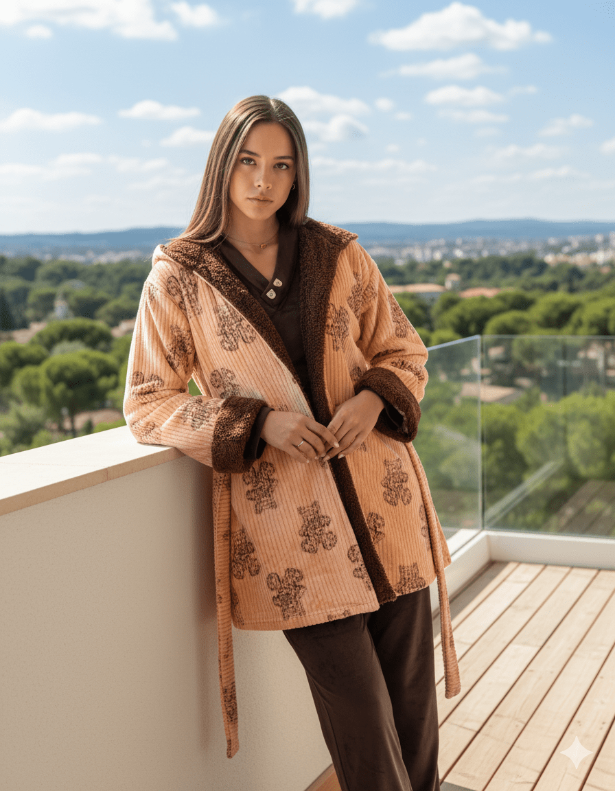 بيجامة حريمي عالية الشياكة مبطنة مكوّنة من 3 قطع - Eshtree