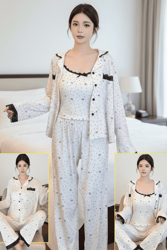 بيجامة حريمي قطن ناعم تصميم أنيق مريح للنوم والبيت - Eshtree