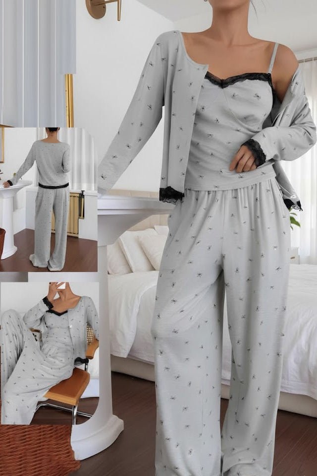 بيجامة نسائية قطن ناعم مع كارديجان - Eshtree