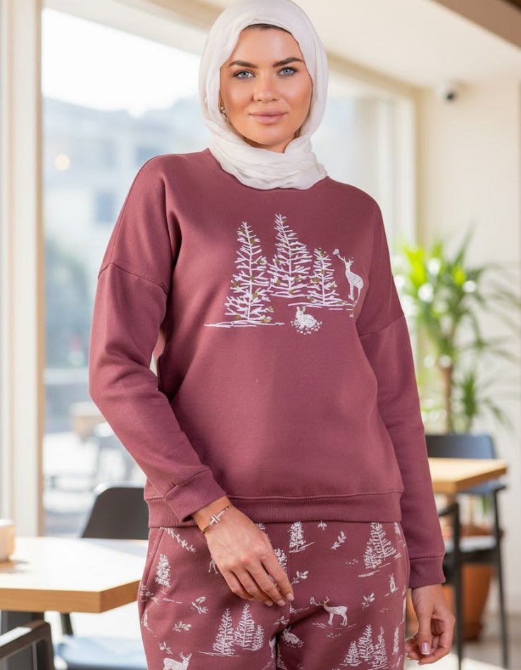 بيجامة شتوية حريمي بتصميم مستوحى من أجواء الطبيعة - Eshtree