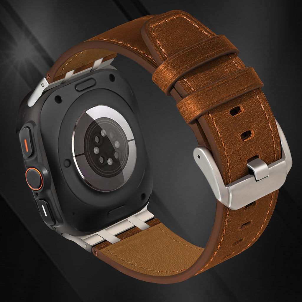 Ultra Crazy Horse Leather AP Stainless Steel Head Grain Leather Watch Strap