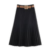 Fashionable Elegant With Belt Pleated Skirt