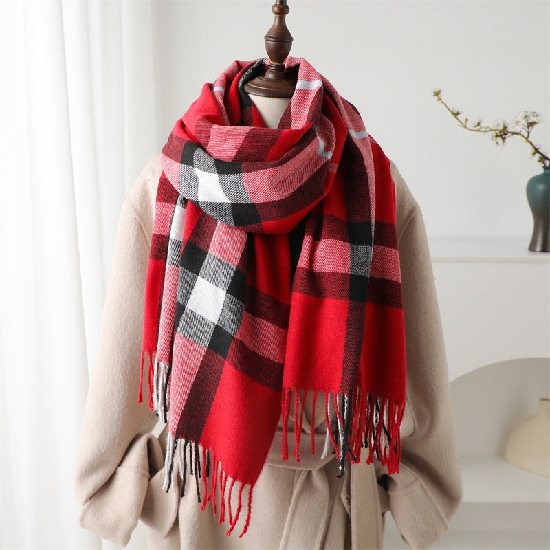 Cashmere-like Plaid Warm Shawl Scarf Unisex All-matching