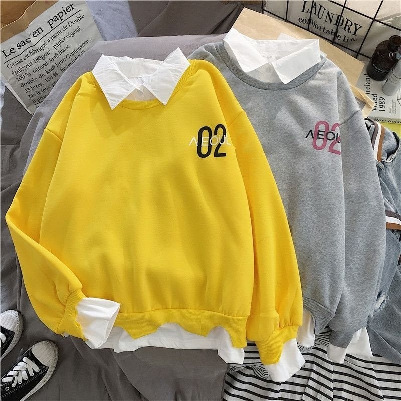 Lazy Style Fake Two Thin Spring And Autumn New Patchwork Sweater