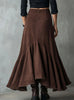 Western Brown High-Low Eco Suede Ruffle Maxi Skirt