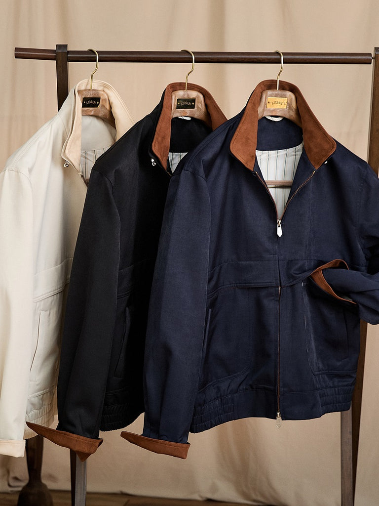 Stand Collar Jacket With Color-blocking Italian Light Luxury Commuting Slim-fit Coat Trendy