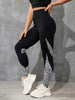 Color Contrast Patchwork Fashion Hip Raise High Waist Tight Sports Yoga Pants Leggings