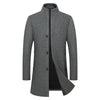 Men's Stand-collar Mid-length Solid-color Wool Coat