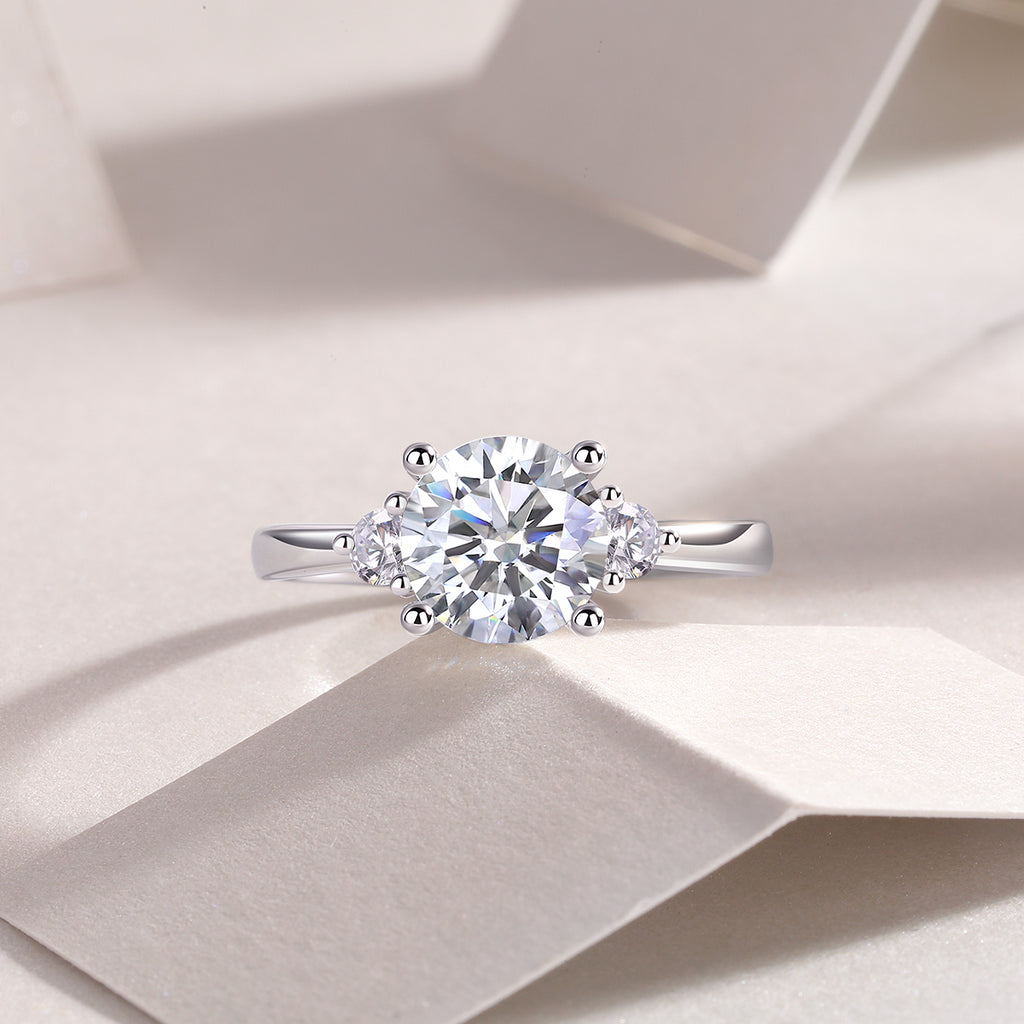 Starry Sky Romance - A Wedding Ring Set With 2-carat Top-quality Moissanite S925 Silver And Platinum-plated Diamond. The Ring Can Be Inspected With A Diamond Pen