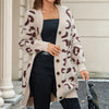 Women's Mid-length Leopard-print Sweater Baggy Coat