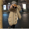 Retro Big Fur Collar Hooded Cotton Jacket Women's Coat