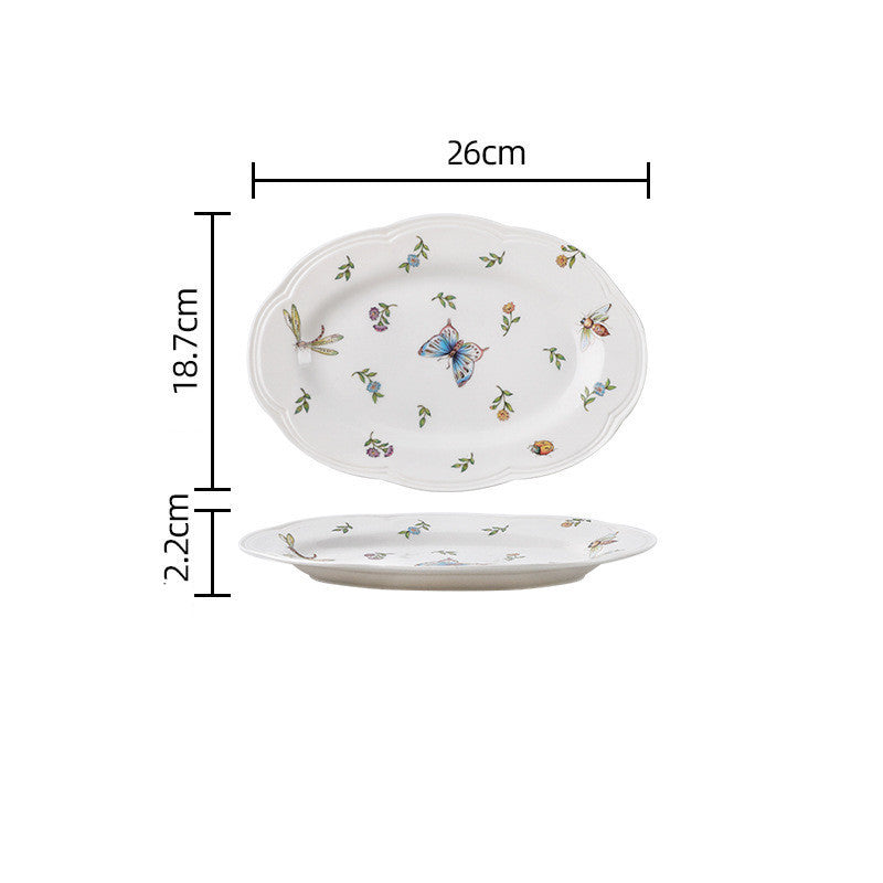 Vintage Dragonfly Butterfly Ceramic Tableware Set