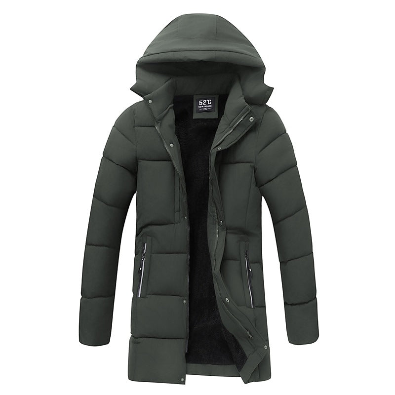 Men's Thick Mid-length Hooded Cotton Jacket