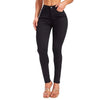 Mid Waist Slim Fit Stretch Black Skinny Tappered Pants Jeans Stretch