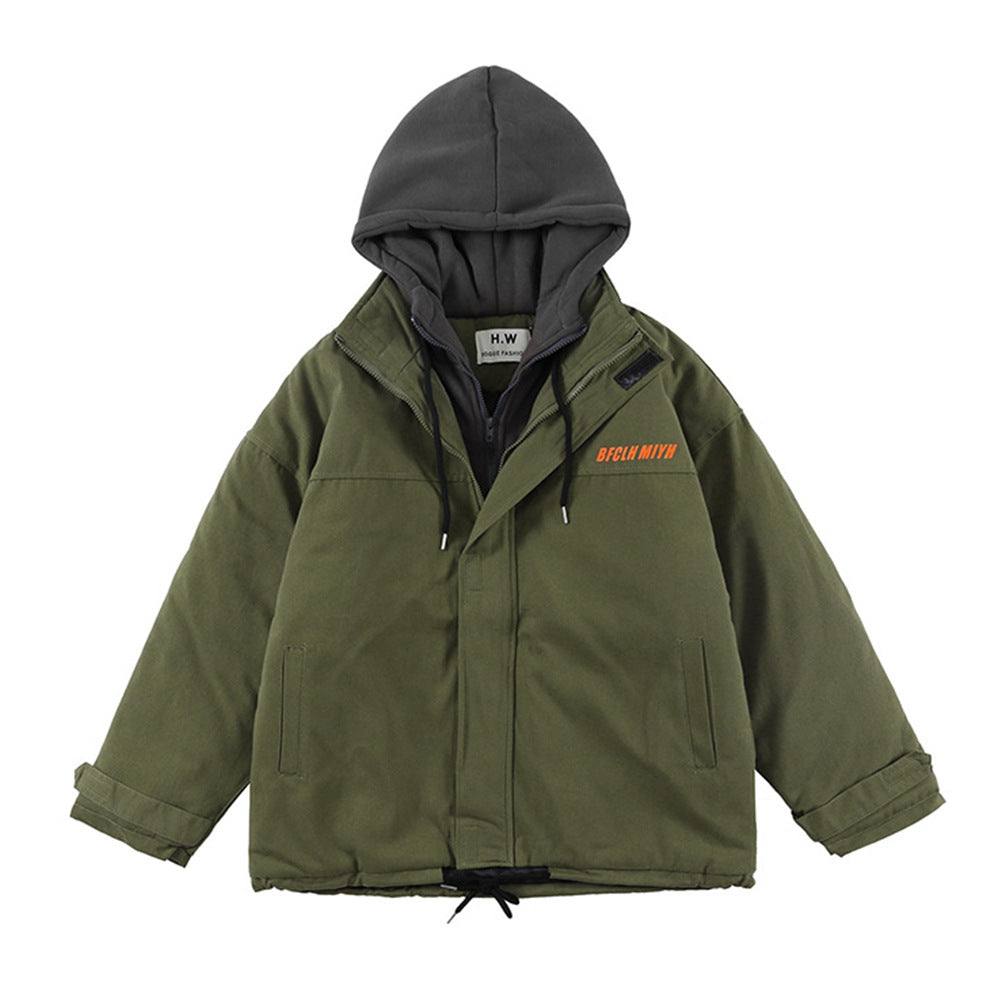 Color Contrast Patchwork Hooded Jacket For Men