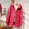 Down Jacket Women's Mid-length Hooded Slim Fit Light Coat