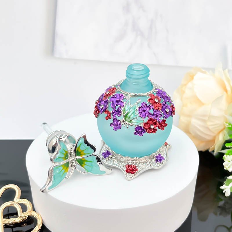 زجاجة عطر زيت عطري فاخرة عالية الجودة، مصنوعة من زجاج سميك على شكل فراشة، سعة 25 مل، معبأة بتفريغ الهواء، خاصة بصالونات التجميل