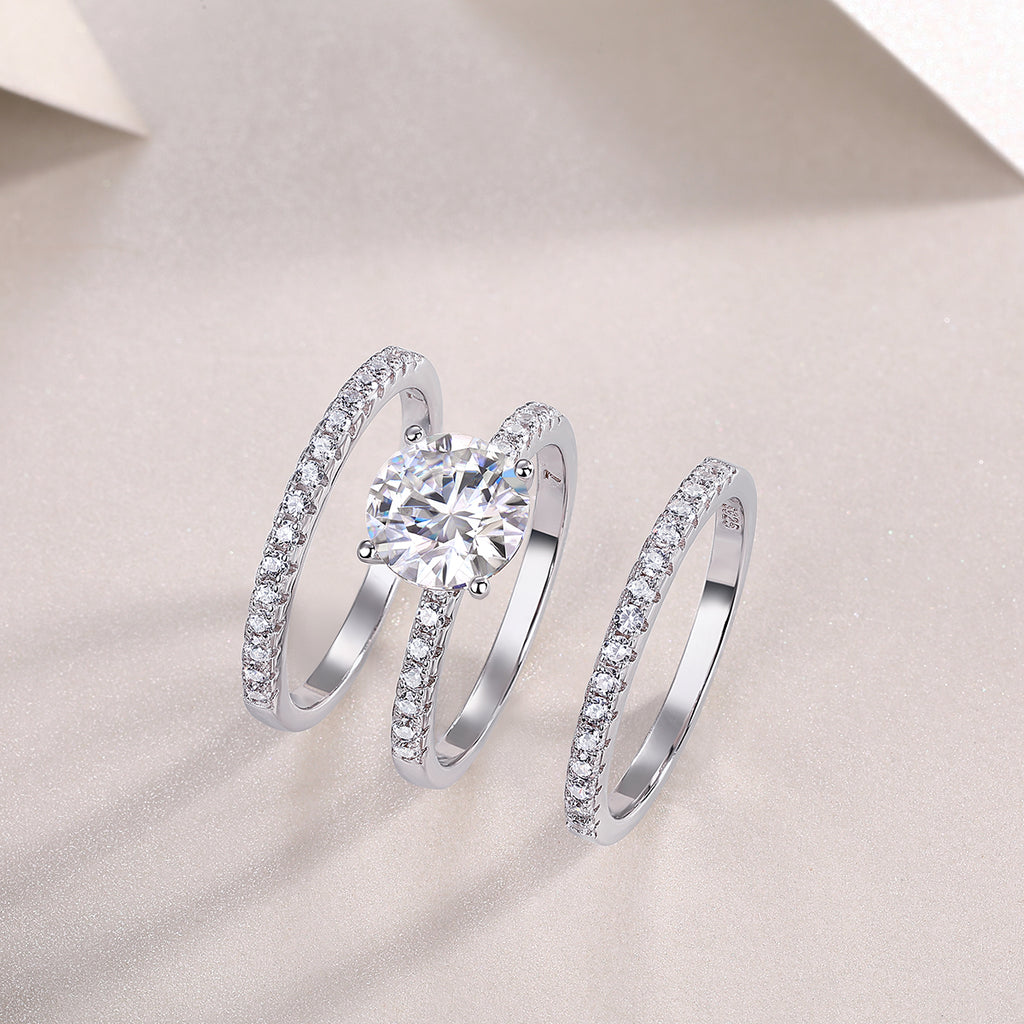 Dreamy - Set With 2-carat Top-quality Moissanite S925 Silver And Platinum-plated Diamond Wedding Ring. The Ring Can Be Inspected With A Diamond Pen