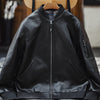 American-style Black MA1 Pilot Leather Jacket Ruan Handsome Short