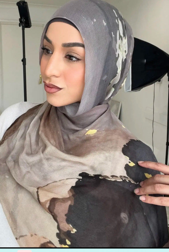 Watercolor Series Satin Polyester Ethnic Shawl