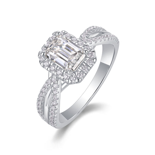 Daytime Dream - A Wedding Ring Set With Top-quality Moissanite S925 Silver And Platinum-plated Diamond. The Ring Can Be Inspected With A Diamond Pen