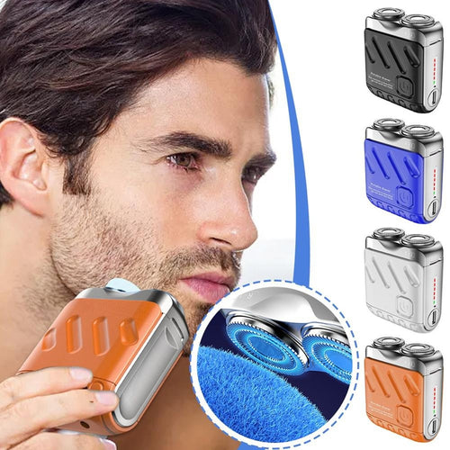 Portable Rotary Dual Ring Electric Shaver Men Travel Mini Shaver Double Floating Magnetic Blade Head Rechargeable Pocket Razors
