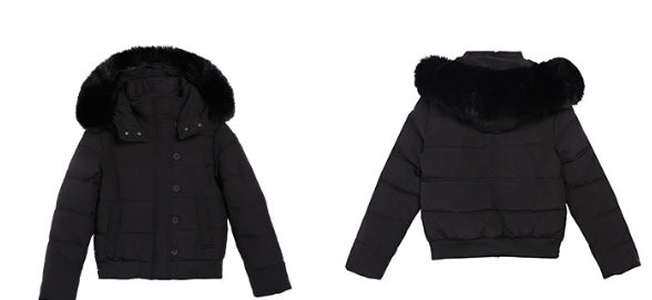 Korean Sweet Big Fur Collar Hooded Cotton Coat Jacket
