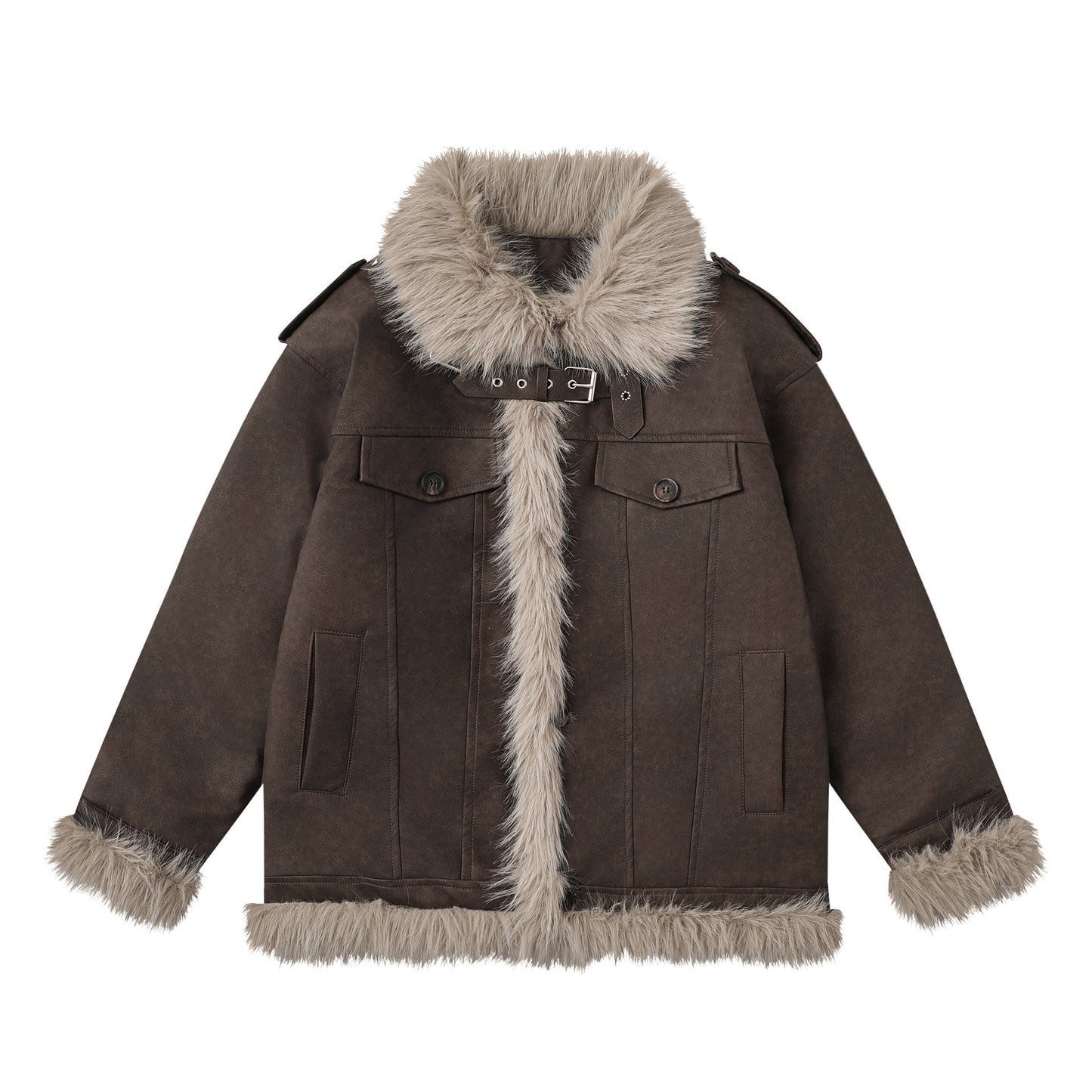 Autumn And Winter New Thickened Cotton Padded Stand-up Collar Cotton-padded Coat Deerskin Velvet