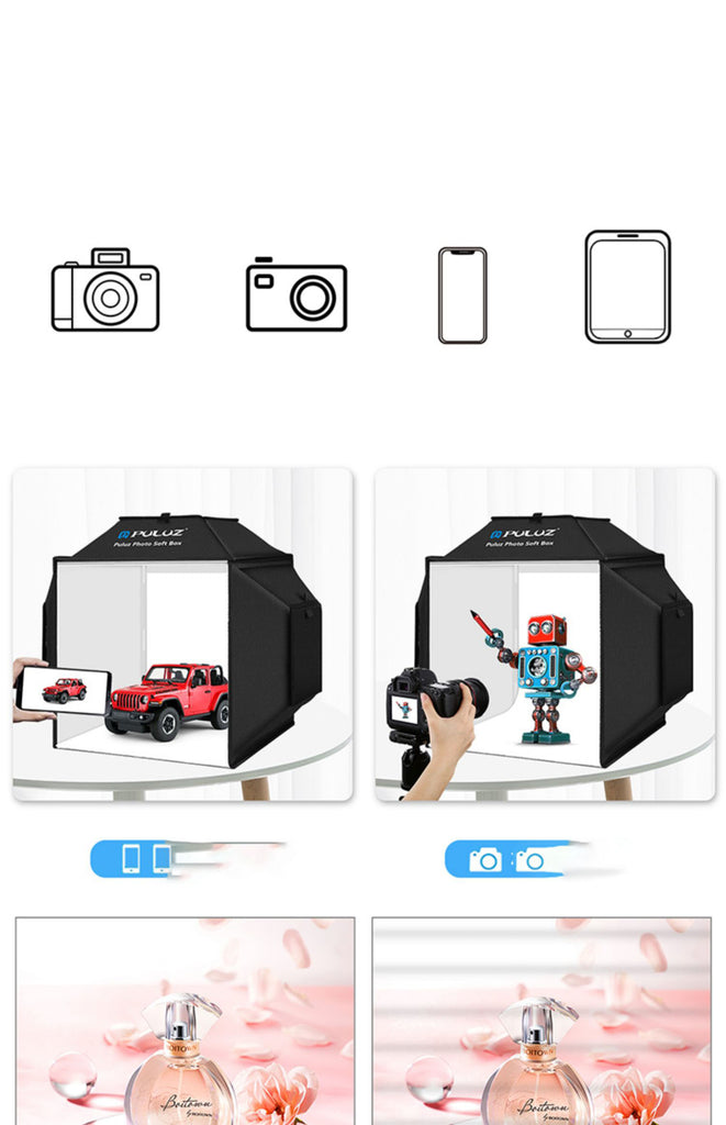 صندوق إضاءة LED صغير قابل للطي بحجم 40 سم، مثالي لتصوير المنتجات، إضاءة تصوير بسيطة