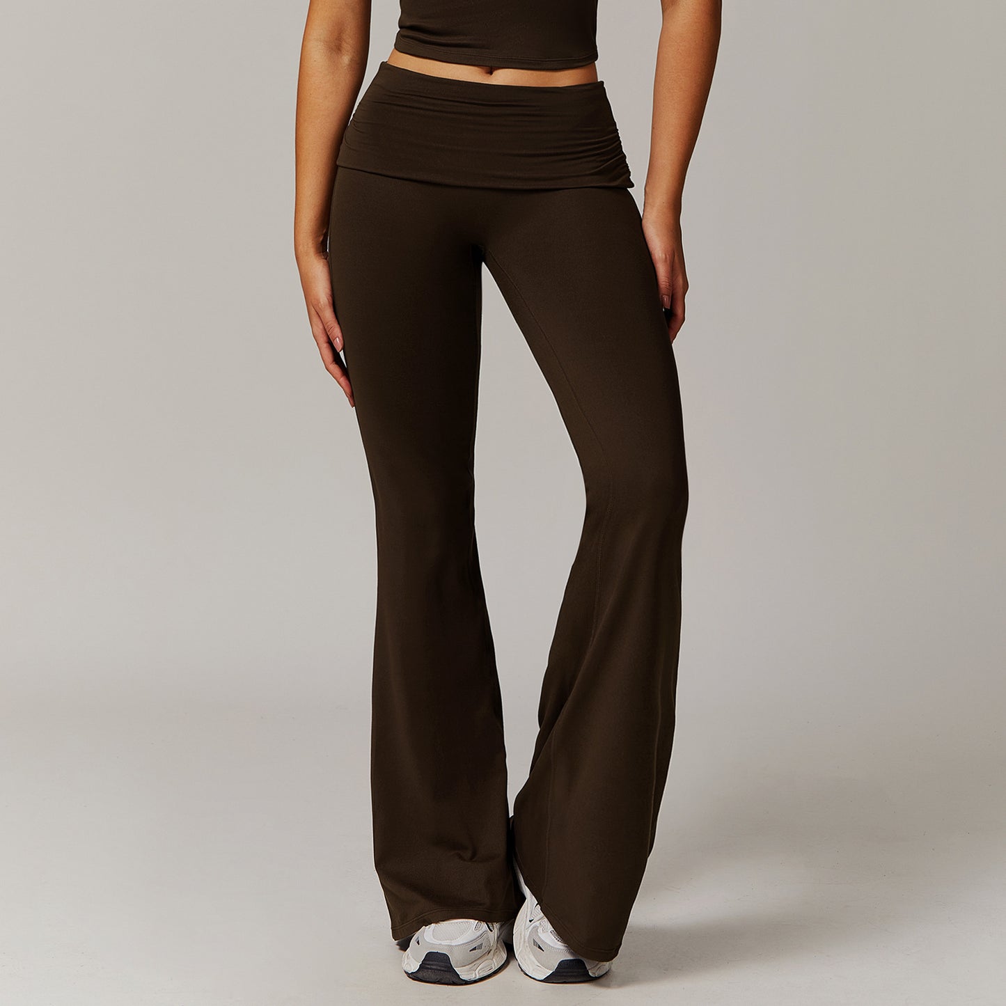 Wool Pleated Yoga Fold High Waist Running Sports Skinny Versatile Bell-bottom Pants