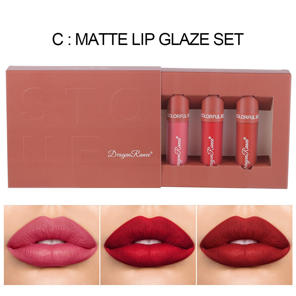 3-piece Lip Gloss Set Not Easy To Stick To Cup Matte