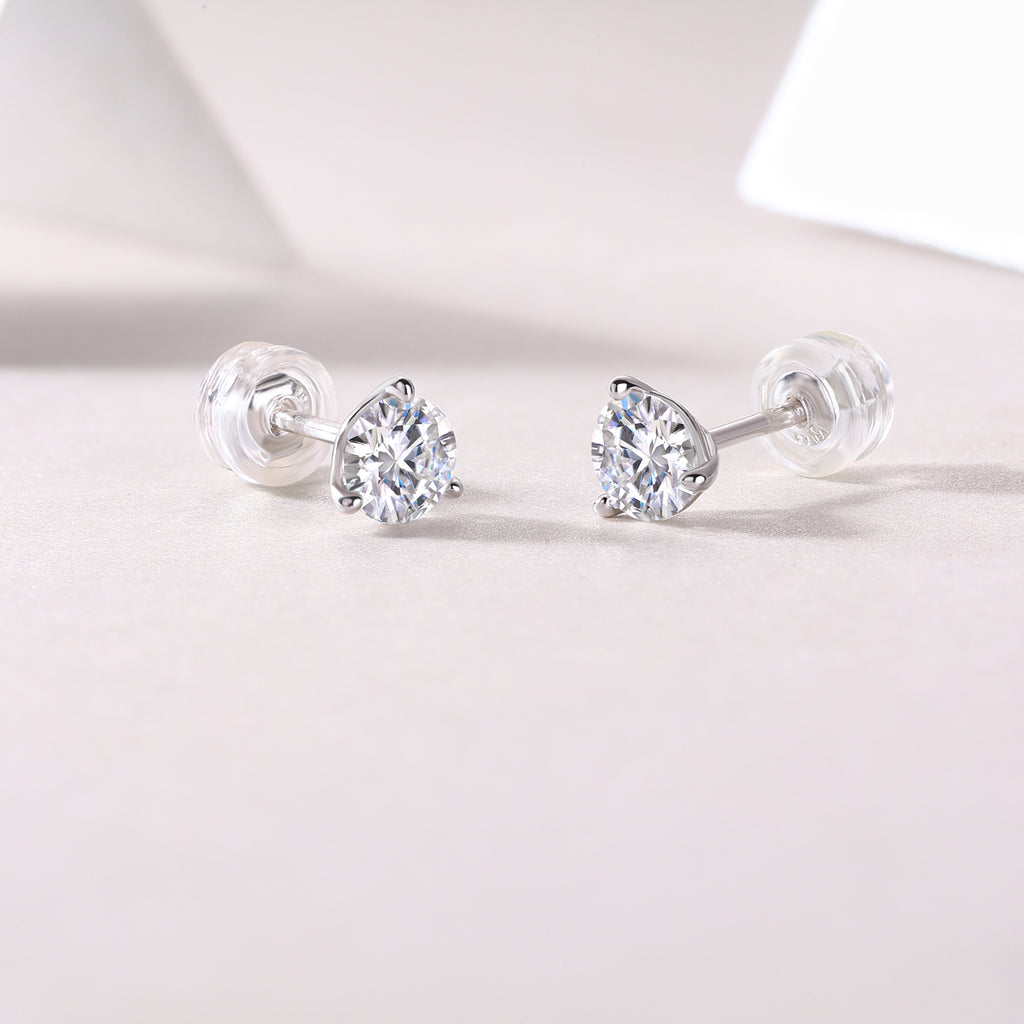 Frozen Frame - Set With 0.5-carat Top-quality Moissanite S925 Silver And Platinum-plated Stud Earrings, A Fashionable And Trendy Accessory That Can Be Tested With A Diamond Pen In Gold Rose Gold