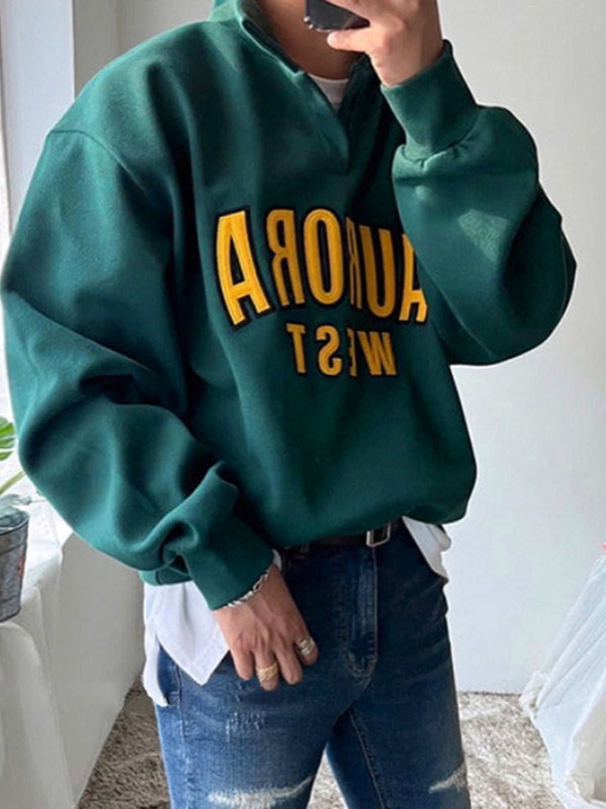 Men's Spring Lapel Hoodie Korean-style Loose-fit