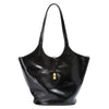 Niche Premium Black Large Capacity Leather One-shoulder Bucket Bag