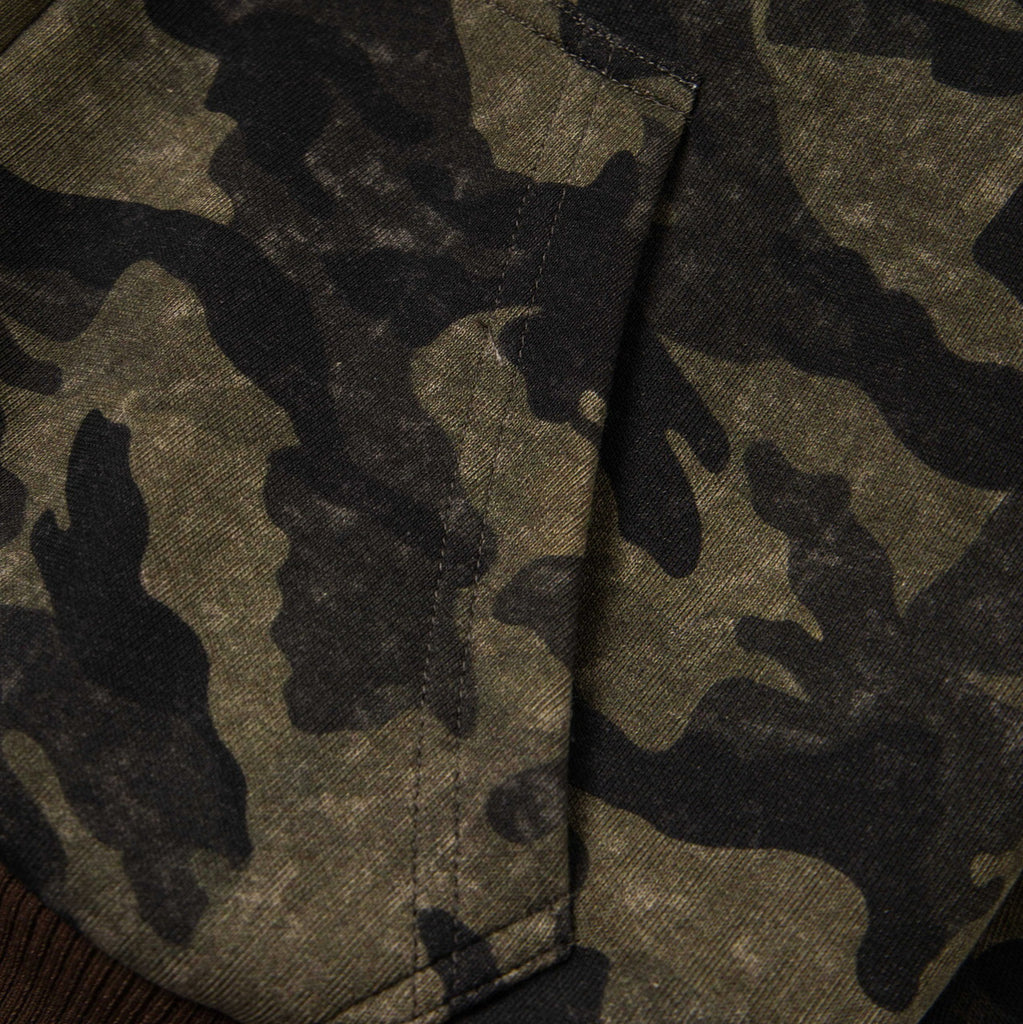 American Retro Camouflage Reversible Detachable Hooded Fur Jacket