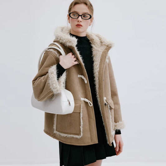 Maillard Short And Long Suede Faux Fur Plush Coat